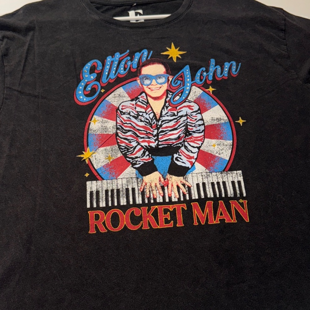 Elton John Rocket Man Graphic Tee - Black